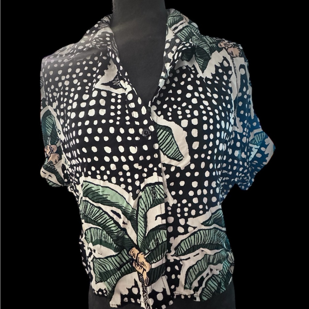 Tropical Print Button Down Shirt